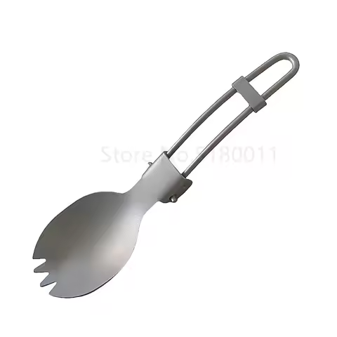 Portable Outdoor Camping Picnic Tableware Folding Titanium Spoon Combo Ultralight BBQ Titanium Spork