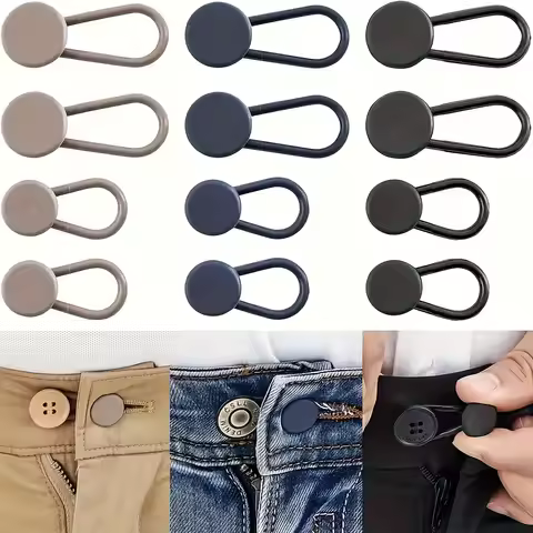 Easy-Adjust 4/12-Pack No-Sew Jean Waist Extenders - Adjustable Pants Button Expanders Adds 1-1.7Inch