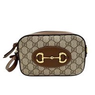 GUCCI Horsebit 1955 760196 GG Supreme 帆布單肩包，米色，女士