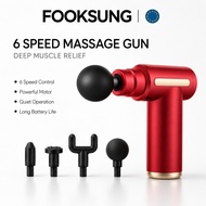 FOOKSUNG Mini Massage Gun 6-Speed 4 Heads - RED - Red