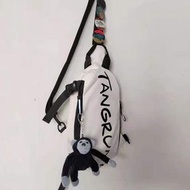 潮牌腰包男裝運動斜孭袋 女學生小胸包 休閒時尚單肩袋- 9369黑色 均碼