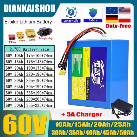 Battery 60V 50Ah pack 60V 21700 Lithium battery pack 50Ah 45Ah 20Ah 25Ah 30Ah 35Ah 40Ah 15Ah 3000W H