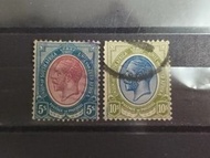 1913-24 南非联邦乔治五世郵票 5先令及 10先令(U$23.5)