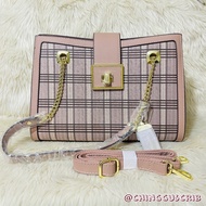 Belladonna Khaki Pink Checkered Shoulder Bag