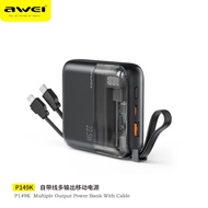 Awei P149K 10000mAh PD 22.5W Power bank fast charging Self-contained 2 cables power banks LED Digital display powerbank for iPhone Samsung Pixel iPad