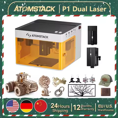 AtomStack P1 Mini Laser Engraver Enclosed Portable 5W Diode+1.2W Infrared Laser Marker DIY Cutter Qu