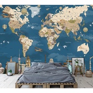 Annagood Custom Wallpaper 3d Mural Retro Nostalgic World Map TV Background Wall Living Room Bedroom 