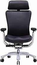 HDZWW Ergonomic Office Chair,High Back Leather Boss Chairs Executive Chair with 3D Armrests and Liftable Headrest,Sedentary Comfort (Color : Black)