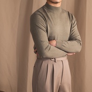 Mr. Lusan Soft Glutinous Comfortable Wool Mock Neck Sweater Gentleman All-Matching Warm Slim Bottoming Sweater Trendy Men