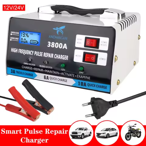 Car Battery Charger Full Automatic Fast Charger High Power EU Plug Repair Battery Charger For Lead A