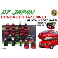 D7 City Jazz 08-13 Hi Low Soft Hard Body Shift Adjustable Coilover Set