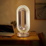 3-Color Crystal Table Lamp with Smart Touch Control USB Charging Hub 8 Scene Modes Dimmable LED for