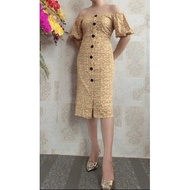 Fake Button Dress/Floral Dress/Dress bunga2/dress viral vietnam/off shoulder dress