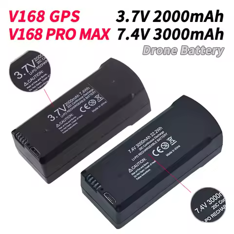 2Pcs V168 Pro Max Original 7.4V 3000mAh Lipo Battery Suitable for V168 V198 GPS 8K 3.7V 2000mAh Dron