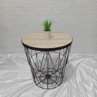 Meja Topaz Meja Bulat Besi Kayu Minimalis Furnishing / Meja topaz / meja informa / meja storage mini