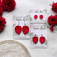 Super Red Aglaonema Plant Earrings