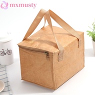 MXMUSTY Kraft Paper Bags Outdoor Portable Thermal Breakfast Organizer Large Capacity Lunch Bag Insulation Package Cooler Lunch Box Bag Reusable Tote Canvas Lunch Bag