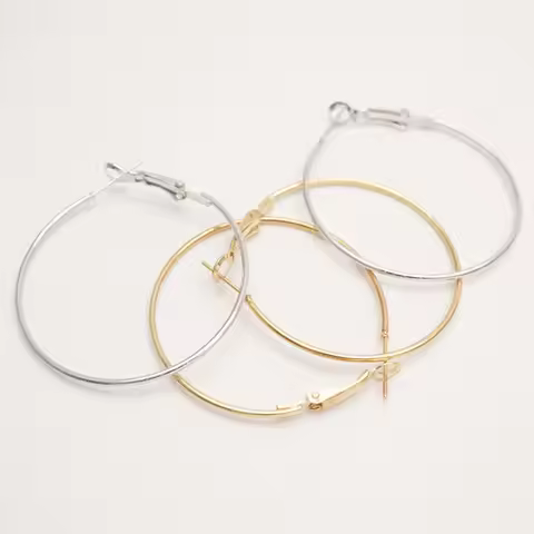 10Pcs Dia Kc Gold & Platinum Earring Hoops For Earring Jewelry Making Findings 40mm