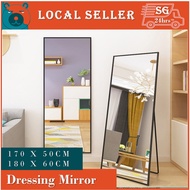 Dressing Mirror Full Body Standing Hanging Wall Mount Nordic Big Mirror Aluminium Frame Tall Removable