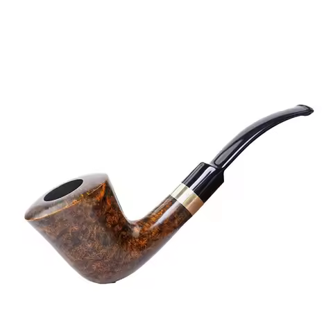 Tools Kit Briar Wood Handmade Tobacco Pipes with Loop Decor Bent Smoking Pipe with9mm FilterMasculin