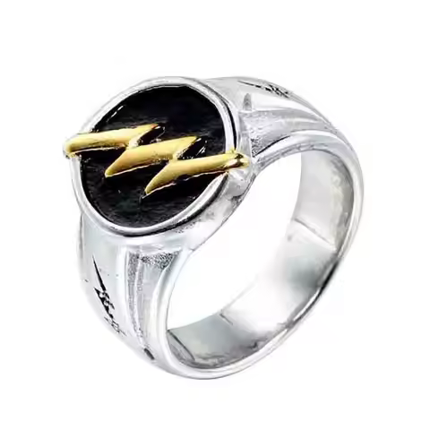 7 Colors Punk Rock Stainless Steel Lightning Rings for Men Jewelry Size 7-14