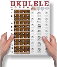 A New Song Music Laminated Ukulele Fretboard & Chord Chart for Soprano Concert Tenor Uke (gCEA) Easy