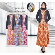 dress muslim variasi outers bahan street motif bunga/dress remaja - merah muda