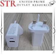 1 Type-C + 1 USB Port Charger 3 Pin UK Mains Wall Plug Adapter