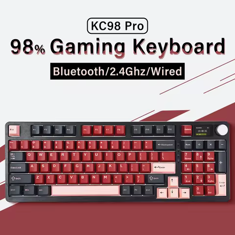 MATHEW KC98 Pro RGB Mechanical Keyboard with Programmable Display BT5.0/2.4G/USB 98keys Hot Swappabl