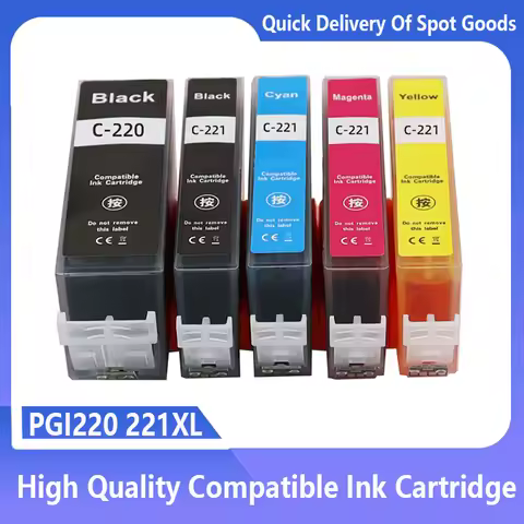 5Color PGI-220 CLI-221 Compatible Ink Cartridge for Canon PGI220 CLI221 PIXMA IP3600 IP4600 IP4700 M