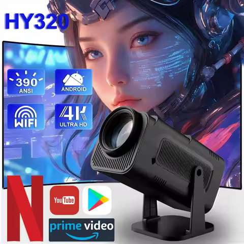 2025 4K Android 11 Projector Native 1080P 390ANSI HY320 Dual Wifi6 BT5.0 1920*1080P Cinema portable 