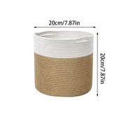 yueanmy  Dirty Clothes Basket Woven Flower Pot Storage Basket Large Capacity Hand-woven Cotton Rope Basket Indoor Planter Flower Pot Holder Minimalist Toys Clothes Cosmetics Organizer
