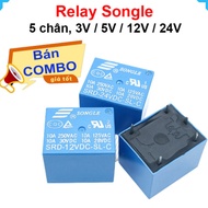 [Cheap Combo] (5 Pieces) Relay (Relay) 3V - 5V - 12V - 24V - 5 pins SongLe