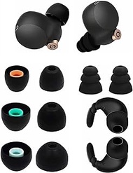 Replacement for Sony WF-C500/WF-1000XM4/WF-1000XM3 Silicone Eartips Ear Tips,JNSA Replacement Earbuds Tips Compatible with Sony WF WI XBA Etc. S/M/L + Triple Flange + Hook Ear Tips 5 Pairs Black