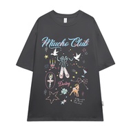 Áo thun form rộng local brand ATD1258 Miucho tay ngắn cổ tròn in mix