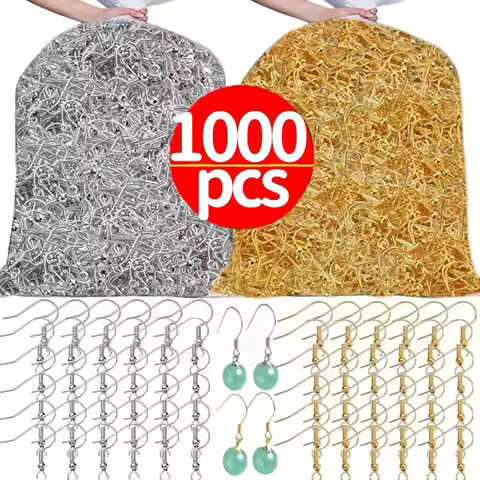 100/1000Pcs Metal Ear Hooks DIY Earring Findings Earrings Clasps Stainless Steel Hypoallergenic Earr