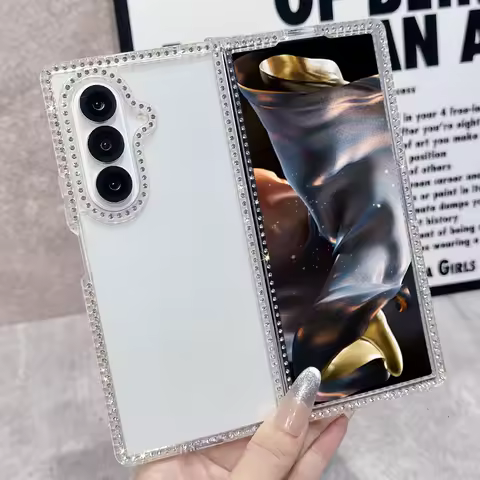 Shiny Diamonds Transparent Case For Samsung Galaxy Z Fold 7 Z Fold 6 Jewelled Cover For Samsung ZFol