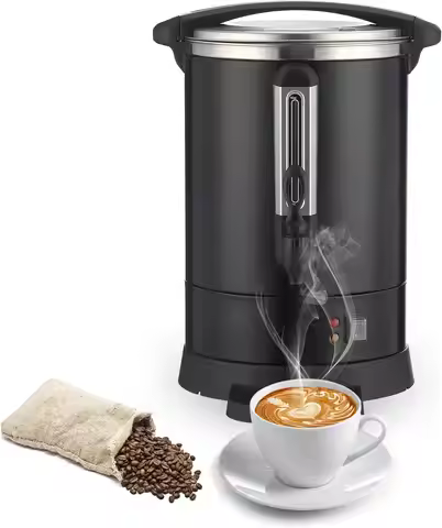 Commercial Coffee Maker 100 Cup, Double Layer Stainless Steel Coffee Urn 14L/3.7 Gal Electric Hot Be