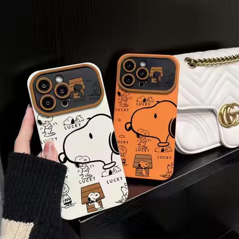 Cartoon Kawaii full screen Snoopy Charlie Brown Lucky Phone Case for iPhone 11 12 13 14 15 16 17 Pro