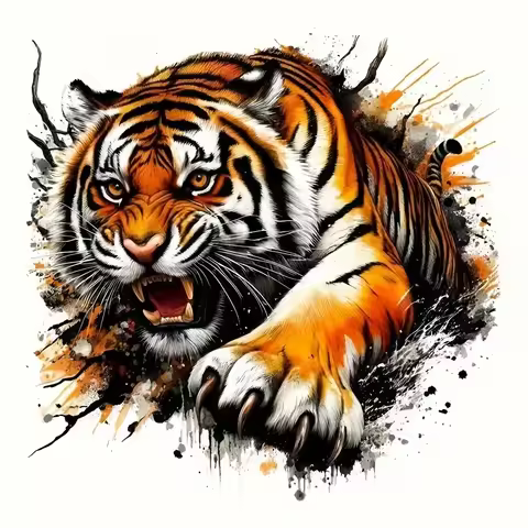 Fierce Tiger Vinyl Decal - Waterproof Sticker for Motorcycles, Cars, Laptops