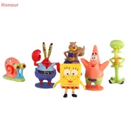 [Honour] Spongebob Children Birthday Gifts Set Action Figures Cartoon Mini Dolls Fish Tank Decoratio