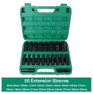 MOKETA 20PCS Impact Wrench Socket Set Deep Socket Wrench Set Deep Socket 10-32MM