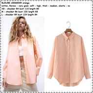 Ab368339 Baju Atasan Kemeja Lengan Panjang Wanita Korea Orange Oren