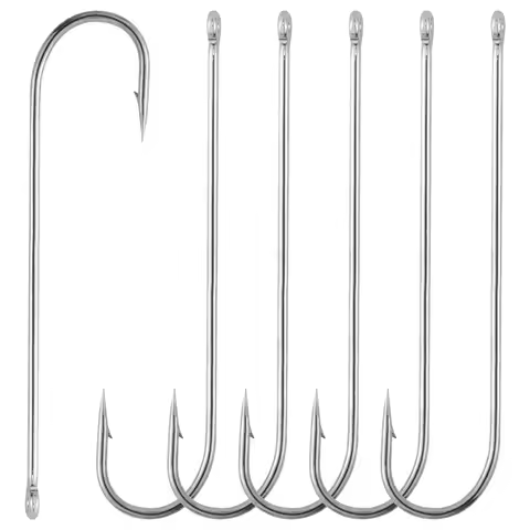 50/100pcs Extra Long Shank Hook Aberdeen Hook Offset Fishing Hook High Carbon Steel Freshwater Live