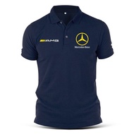 insMERCEDES BENZ LOGO AMG Sports Cars Collar T-Shirt Polo Shirt Cotton Print