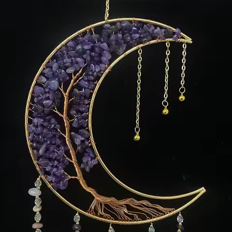 Agate Dream Catcher Natural 7 Chakra Color Gemstone Garden Living Room Decoration Wind Chime Wall De