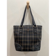 Bean Pole brand leather tote bag with signature checkered pattern - secondhand
