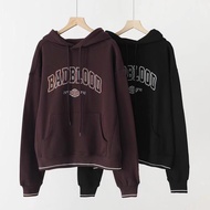 badblood South Korea  Hooded Sweatshirt American Retro Color Block Letter Casual Sports Niche Loose 