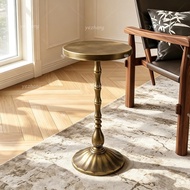 Vintage Wrought Iron Side Table, Bronze Round Tall Table, Luxurious Decorative Coffee Table for Livi