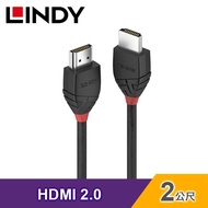 【LINDY 林帝】BLACK LINE HDMI 2.0 Type-A 公-公 傳輸線-2M 【36472】